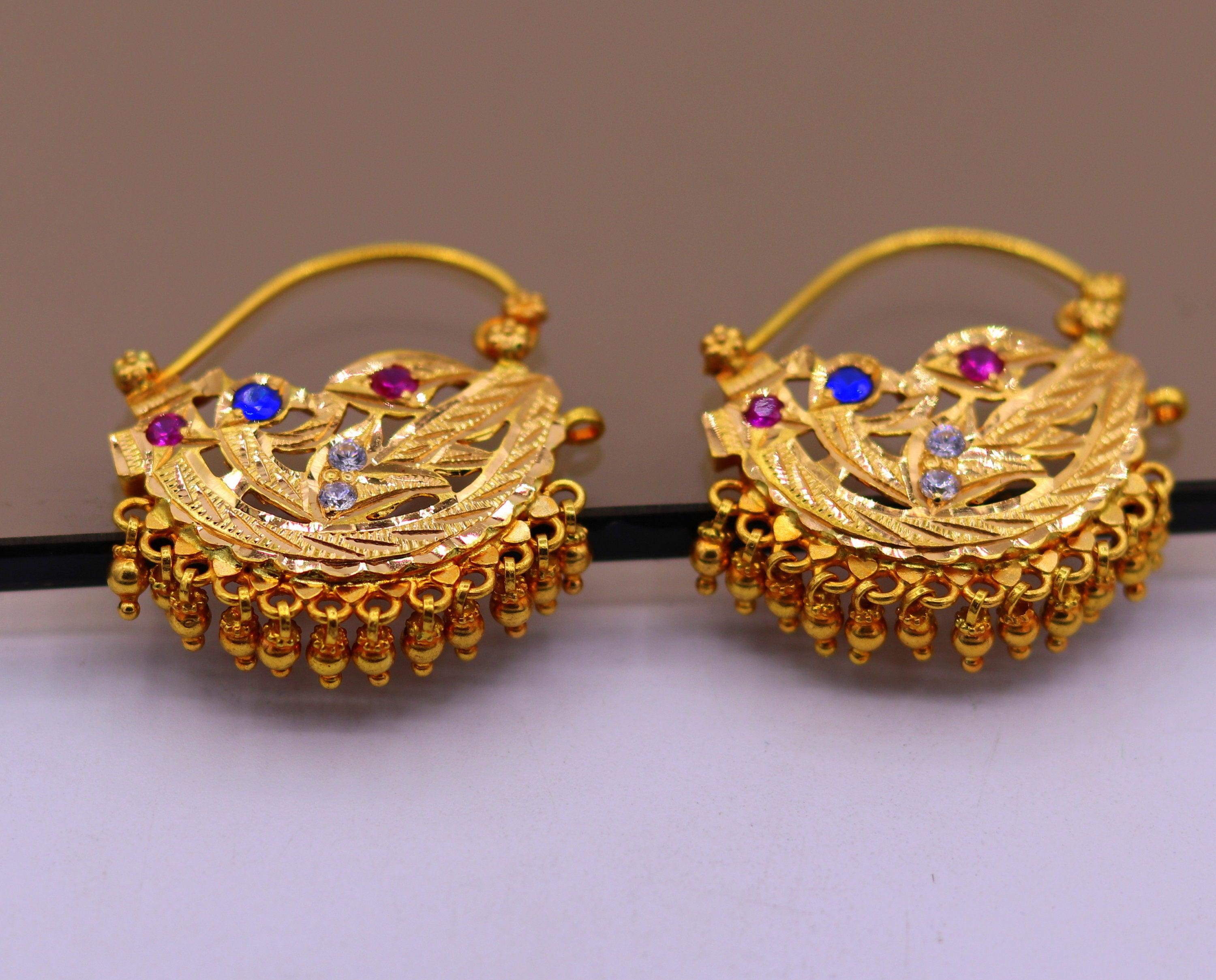 Gold Rose Embossed Drops Earrings by Arnav – Jewel Box by ARNAV